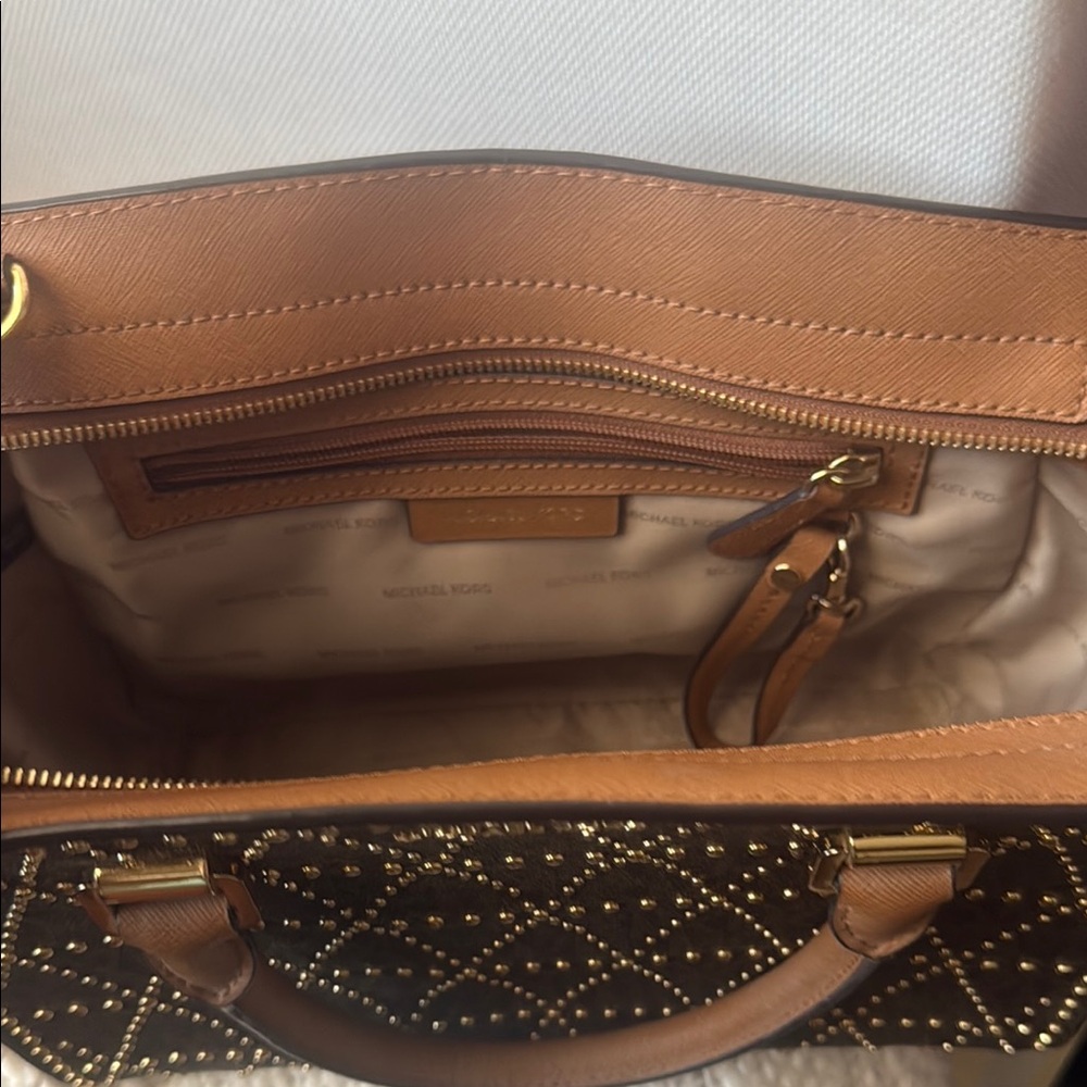 Michael Kors Brown Satchel with Perforated Design - Picture 6 of 13
